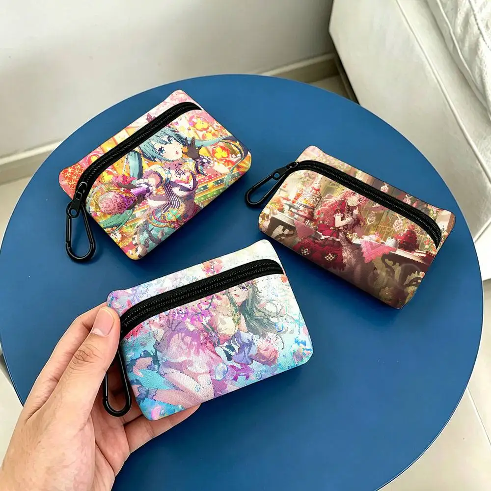 Project Sekai Oxford Fabric Zipper Pouch Lightweight Hanging Coin Wallet For Coins ID Cards Keys Lipstick Earbuds
