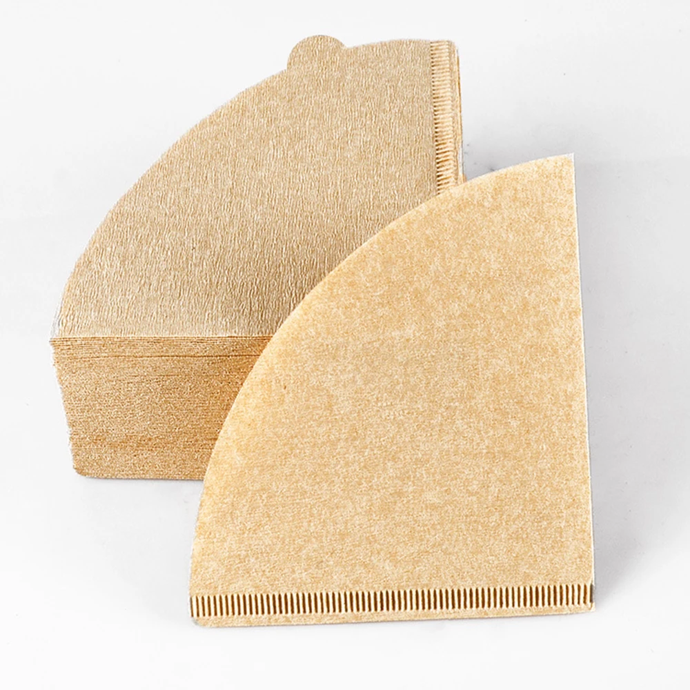 100pcs/pack Coffee Filter Paper V-type Raw Pulp Hand-pulp Filter Paper for Drip Coffee Pot Filter Paper V01/V02