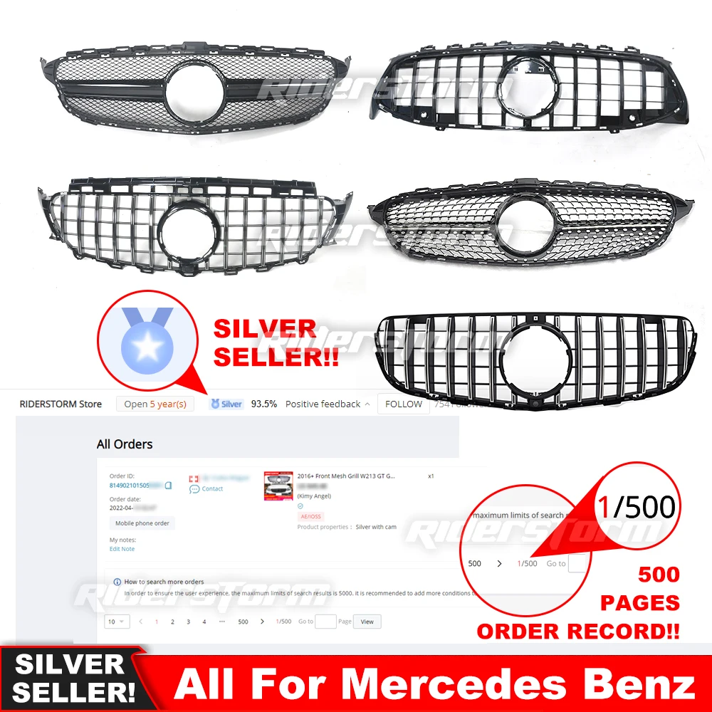 2022+ W206 Diamond grille For mercede C class W206 C260 C200 Sport Model W206 panamerica Grill With Camera Hole