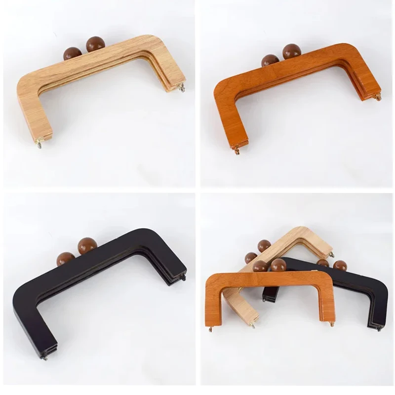 1Pcs 20cm Purse Frame Wood Handle Wooden Bags Closure Kiss Clasp Handbags Frames Lock Buckles DIY Sewing Making Bag Accessories