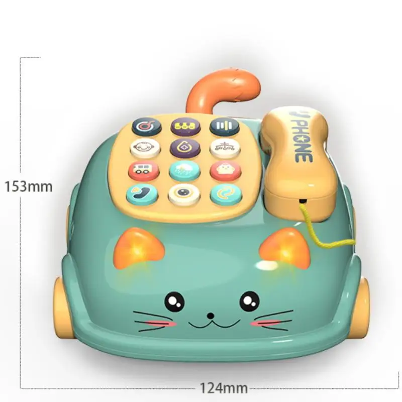 "لعبة هاتف تعليمية على شكل قطة واحدة للأطفال مع أضواء، هدية تعليمية موسيقية من مونتيسوري 3 في 1
