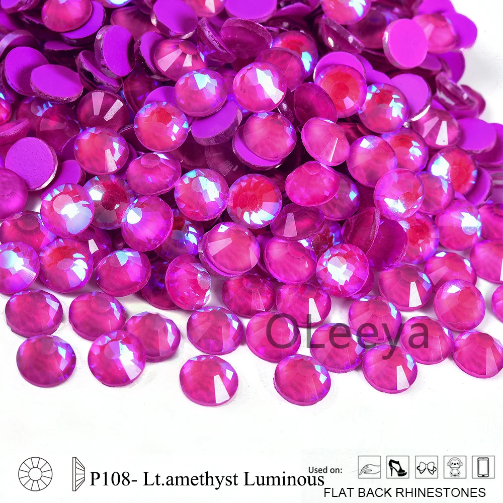 Oleeya P95-P119 Glas Strass Cтразы Farbige Nachtleuchtende Neon Non-Hotfix Strass Glitzerkristalle für Nagelkunst-Zubehör – Detail 7