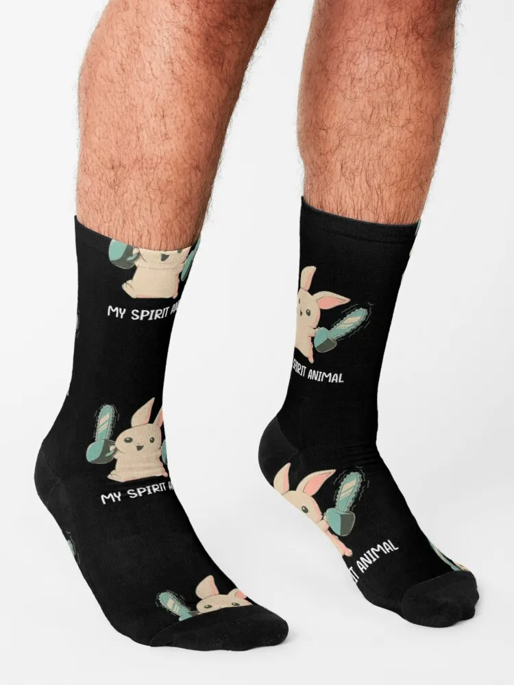 Rabbit with Chainsaws, My Spirit Animal cute Rabbit with Chainsaw Socks Compression Socks Women