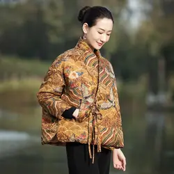 2024 chinese style vintage tangsuit coat autumn winter hanfu top women elegant women chinese vintage padded coat a779