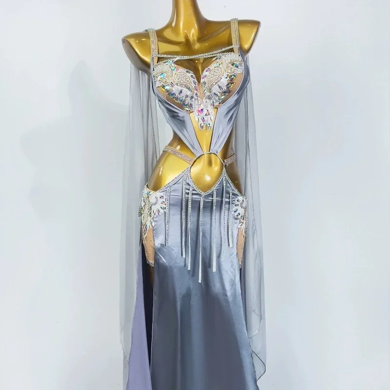 

Exquisite Pearl High-end Satin Dress Oriental Dance Professional Competition Dresses Belly Dance Performance Clothing