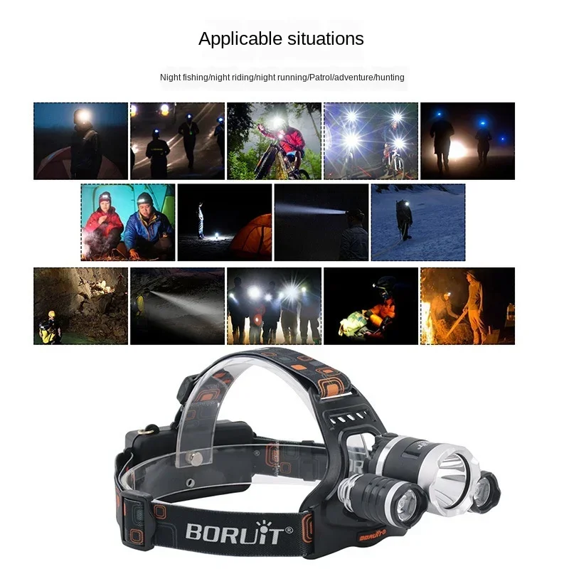 Linterna frontal LED T6 superbrillante, recargable por USB, con zoom, portátil, para exteriores, pesca, Camping