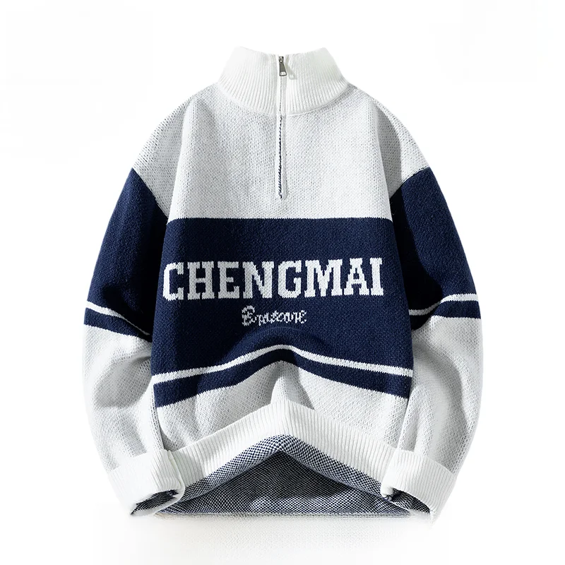 

Мужской свитер с высоким воротником на молнии, свободного кроя, весна-осень, TUCANO, из полиэстера, теплый, молодежный стиль