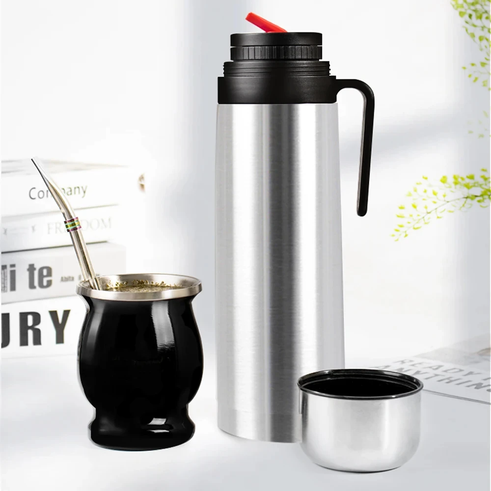 8.3*31CM 1000ML New Bullet Yerba mate thermos vacuum insulation mate tea flask with handle Travel Outdoor thermos Water Bottle