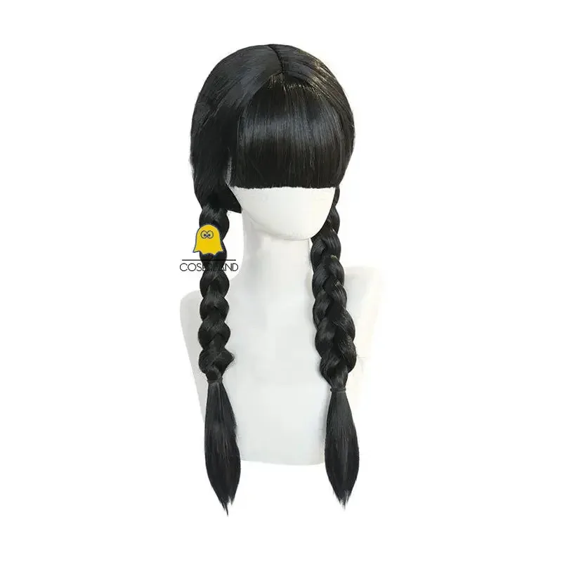 

2025 год, среда Аддамс, парик для косплея, черные длинные волосы, двойной хвост для женщин и девочек, аксессуар для рождественского фестиваля, вечеринки, ролевых игр