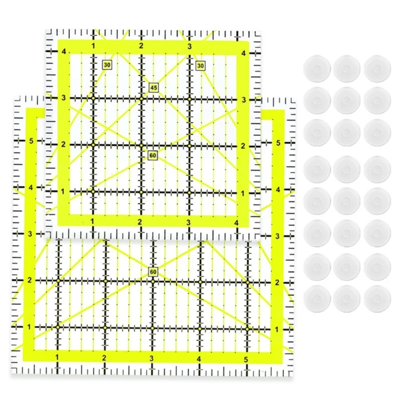 2Sets Acrylics Quilting Ruler Set Square Patchwork Ruler Quilting Template Tool Fabric Cutting Ruler for Patchwork Craft