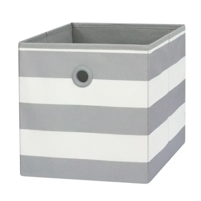 

Your Zone Kids Collapsible Fabric Storage Bin, 10.5" x 10.5" x 10.75", Gray Stripe