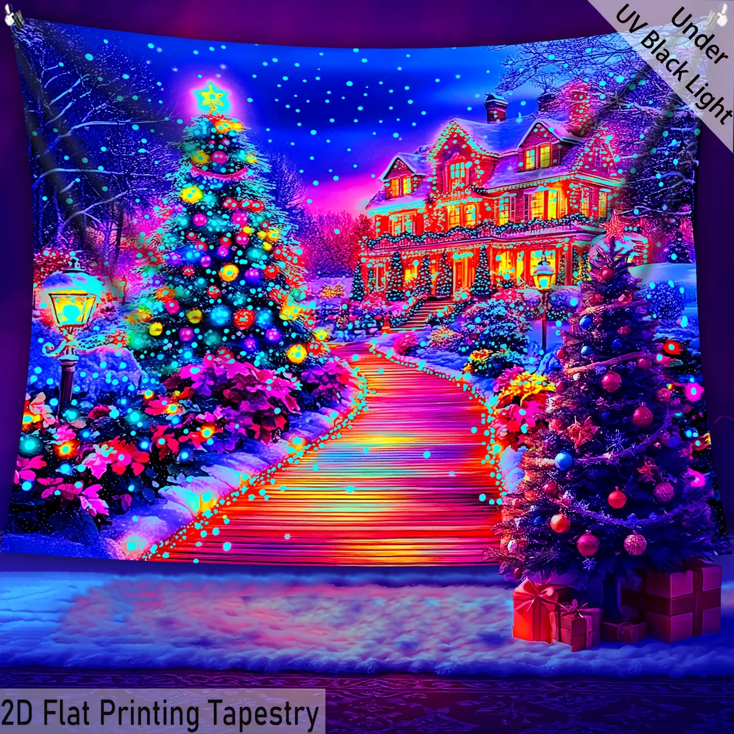 VIKAMA Weihnachts-Wandteppich, glamouröser Weihnachtsbaum, Wohnzimmer-Funktion, Wandbehang, Raumdekoration, Heimdekoration