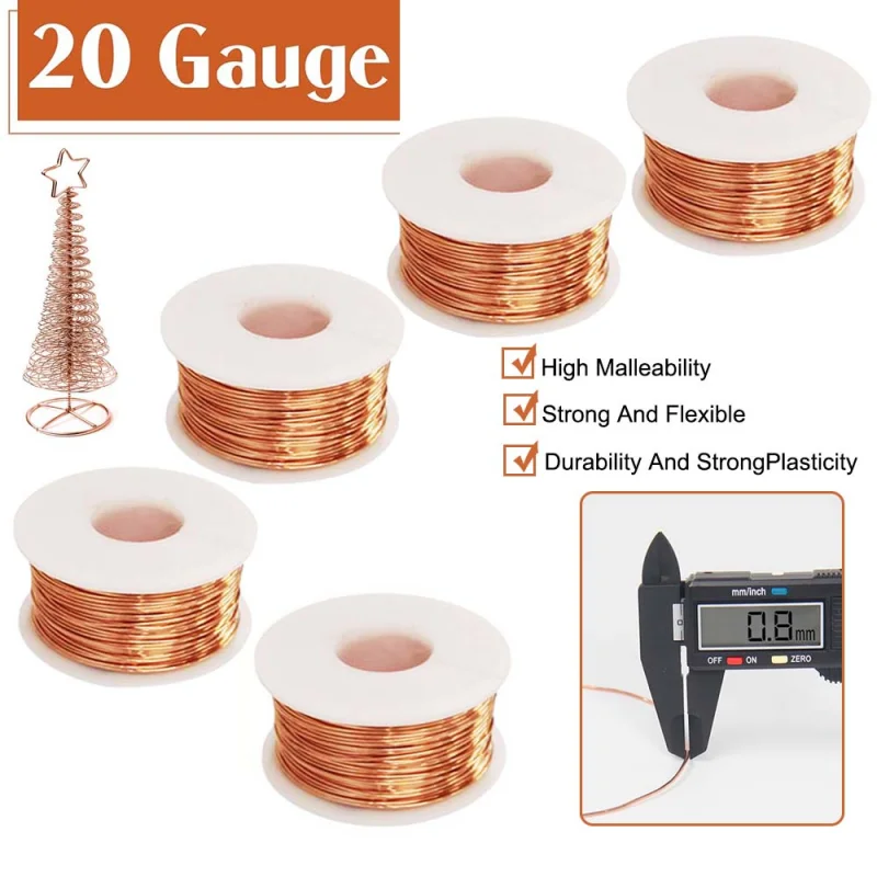 10-1m  Copper Craft Strand 0.1-5mm Flexible Gauge Artisan Wire for Jewelry Creation, DIY Embellishments & Botanical Decor