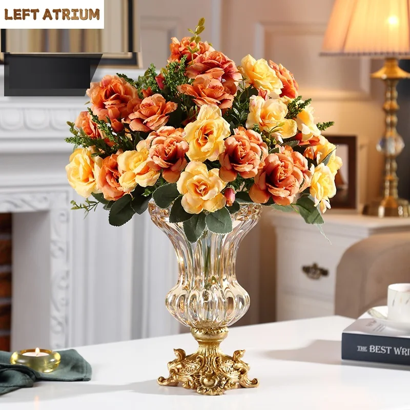 

Luxury Crystal Flower Vase Aesthetic Glass Nordic Live Room Tabl Vases Hydroponic Artifici Plant Decoration Salon Home Decor