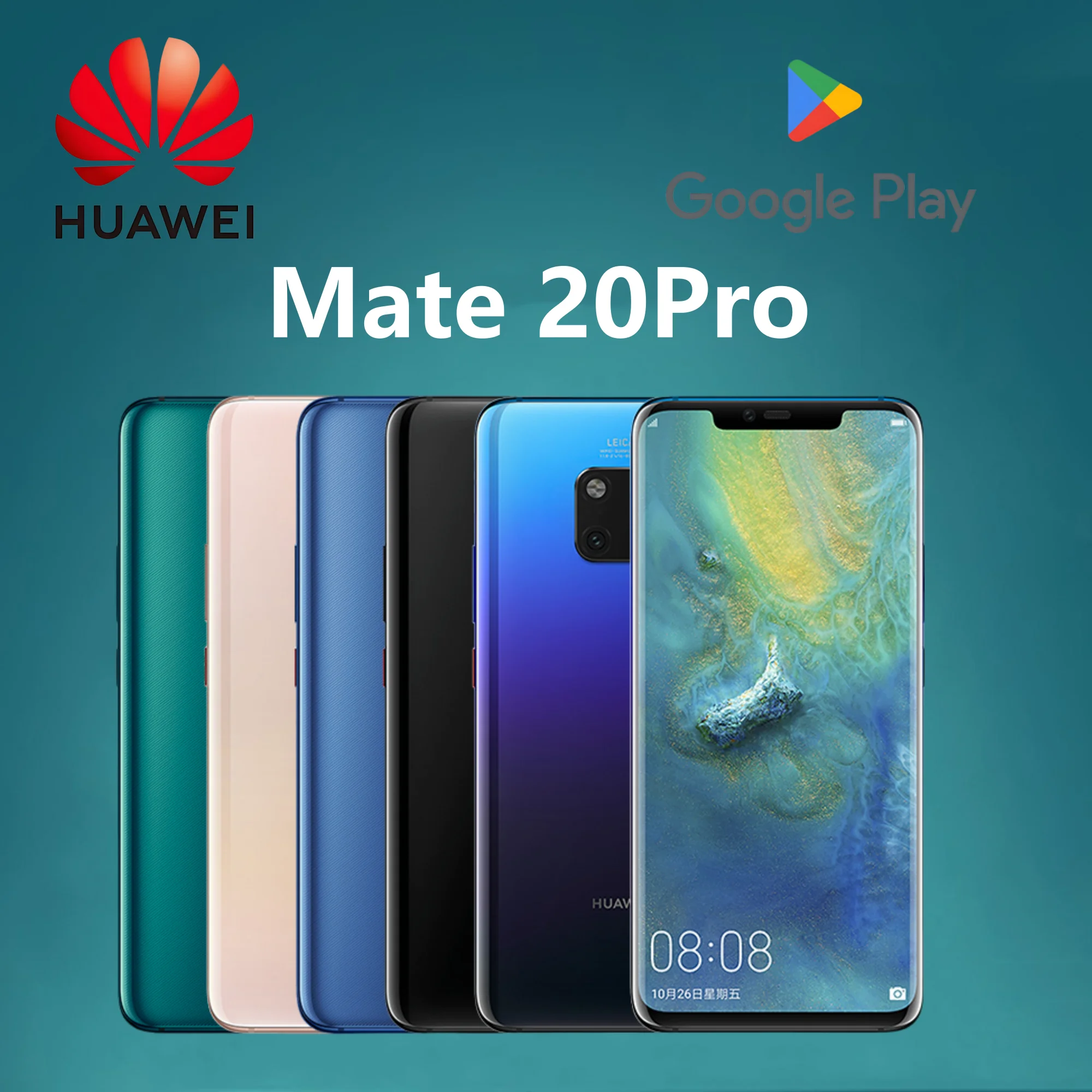 Huawei-mate 20 pro ud androidスマートフォン,6.39インチ,8 GB, 256GB rom,4g,40mp,4200mah