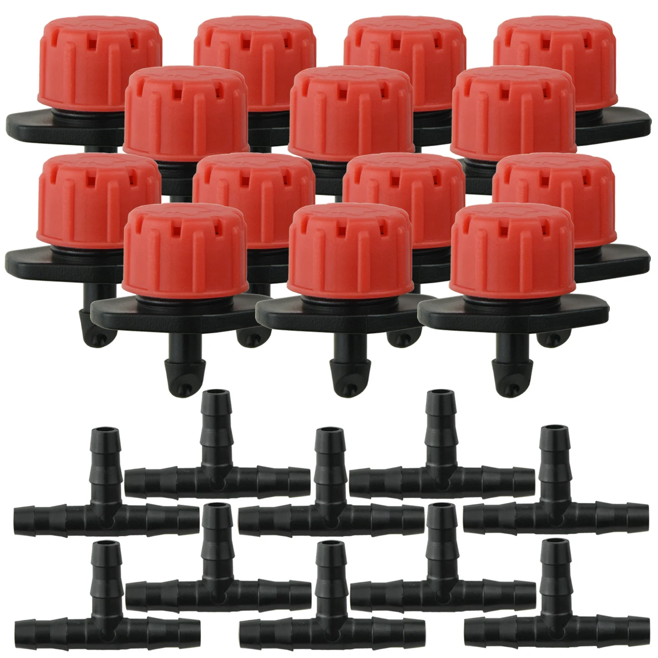 SPRYCLE 50PCS Drippers ปรับ 50PCS 4/7MM Barb Tee Connectors Micro หยดชลประทาน Emitter Anti-clogging สําหรับ 1/4 ''ท่อ