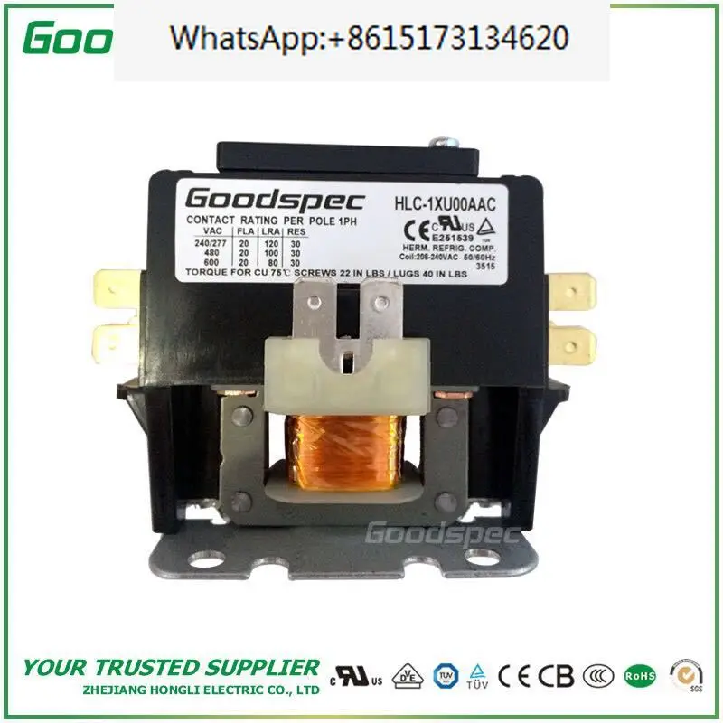 

HLC-1XU00AAC (1.5P/20A/208-240VAC) air conditioning contactor