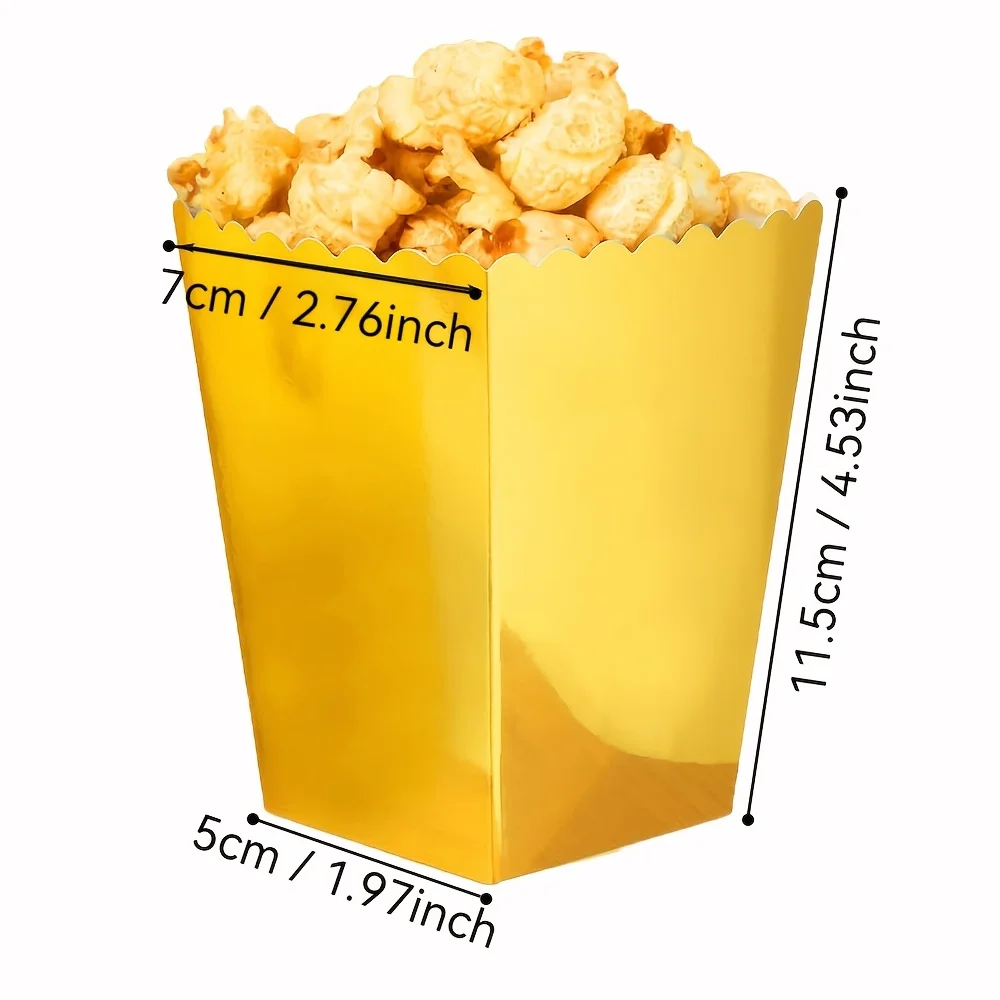 12/24 قطعة صناديق الفشار الذهبية 11.05X7.01X5.0 سنتيمتر ورقة صغيرة صندوق الفشار كرتون الفشار الحاويات مناسبة #4