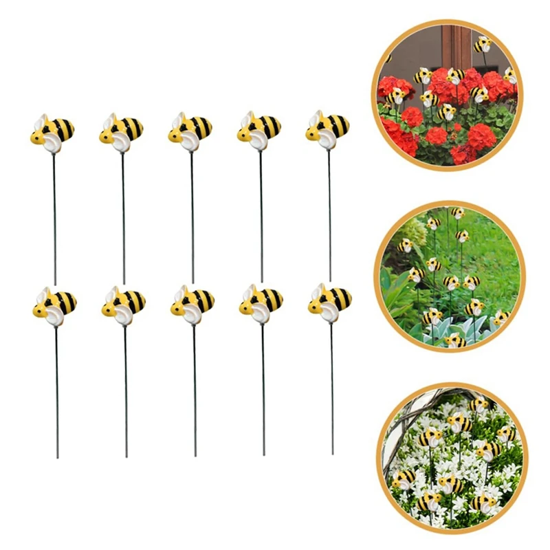 10 штук маленьких пчелиных садовых стоек, декоративные штепсельные пчелы для двора и сада