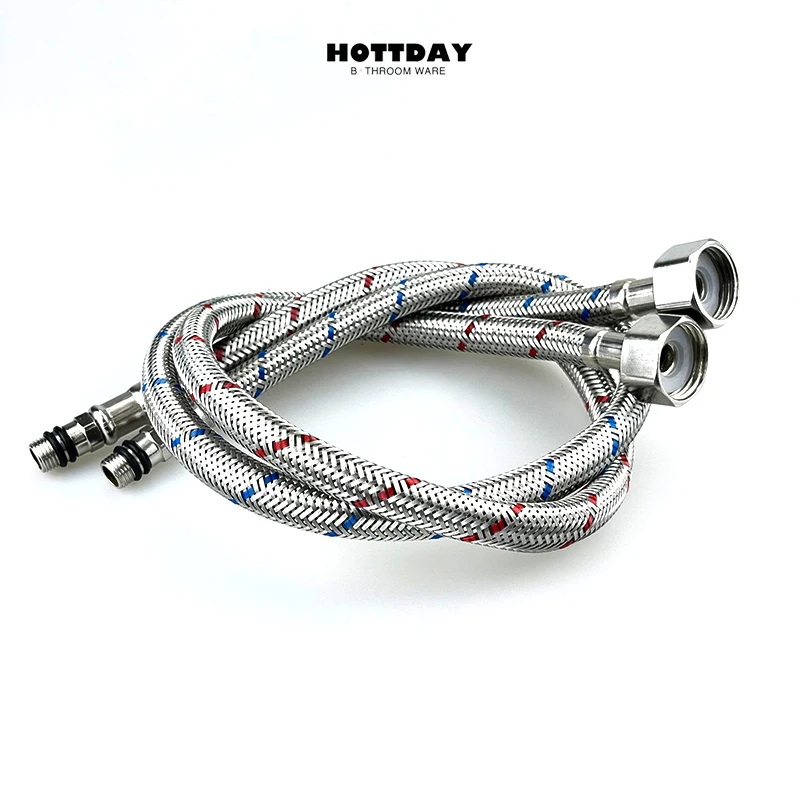 1 Pair Bathroom Hose Stainless Steel Flexible Plumbing Pipes Basin Faucet Hot and Cold Water Kitchen Sink G1/2 G3/8 G9/16