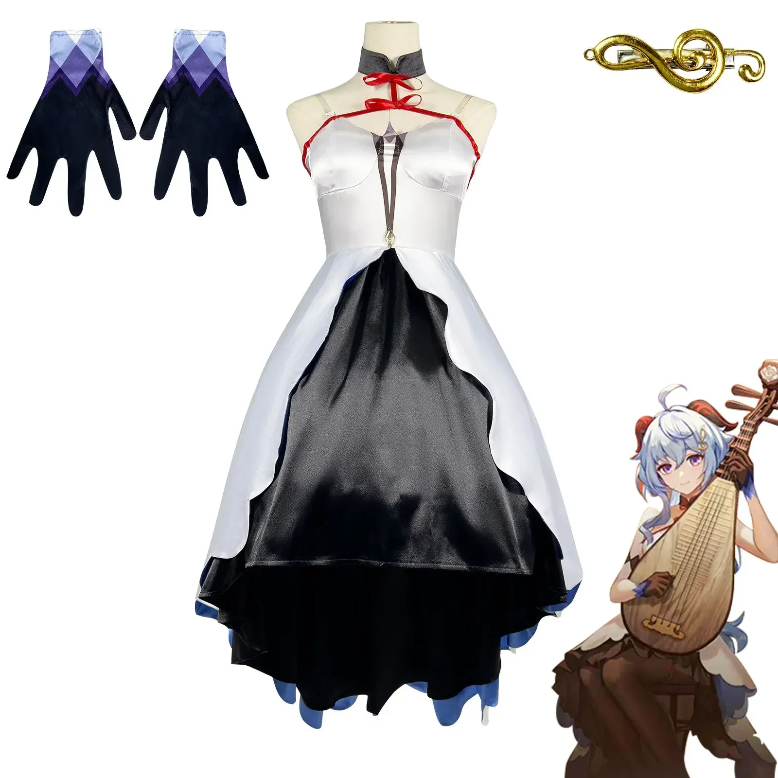 

Game Genshin Impact Ganyu Cosplay Costumes Concert Dress Wigs Horns Props Anime Lolita Women Shoes Boots Custom Size Halloween