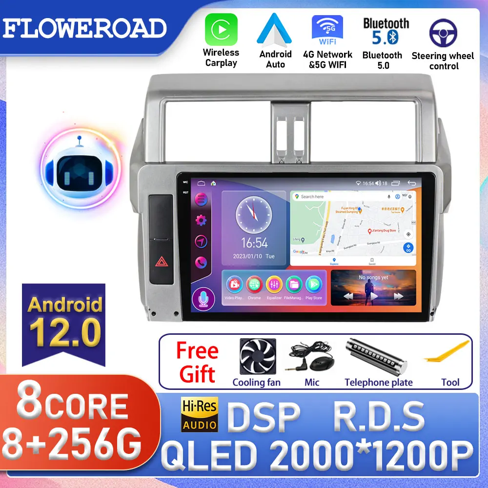 Android Auto For Toyota Land Cruiser Prado 150 2013 - 2017 Car Radio Multimedia Video Player Navigation Stereo GPS No 2Din 2 Din