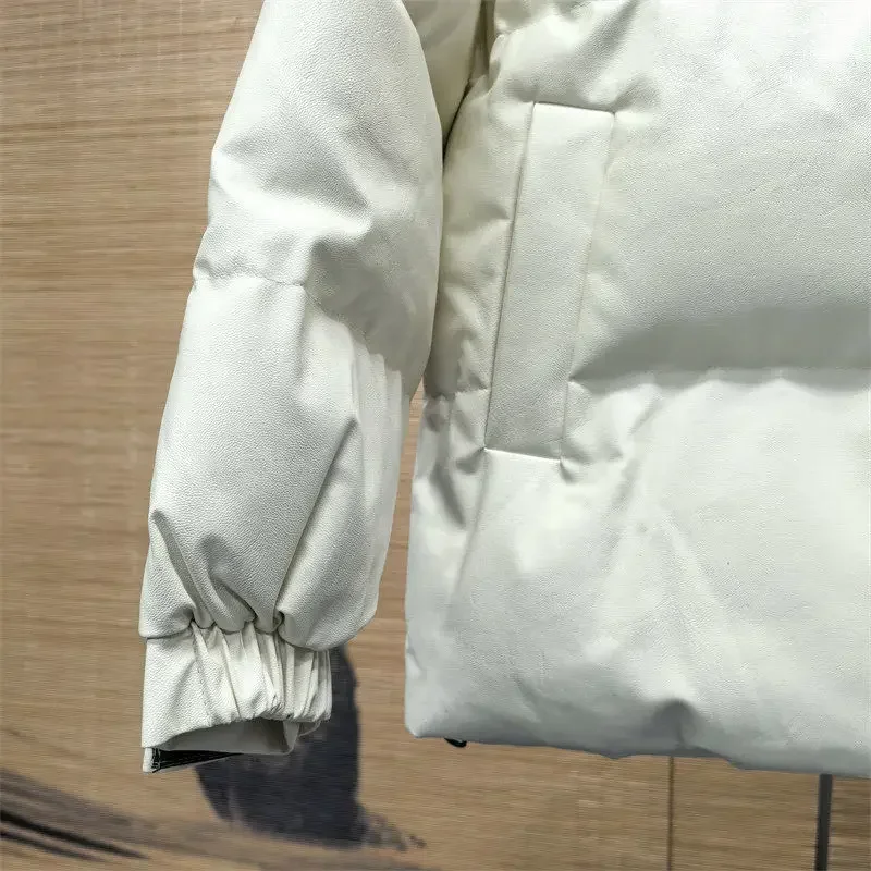 Zipper Pocket Fashionable Solid Color Long-sleeved Jacket Men's New Spliced Loose Bread Suit Stand Collar