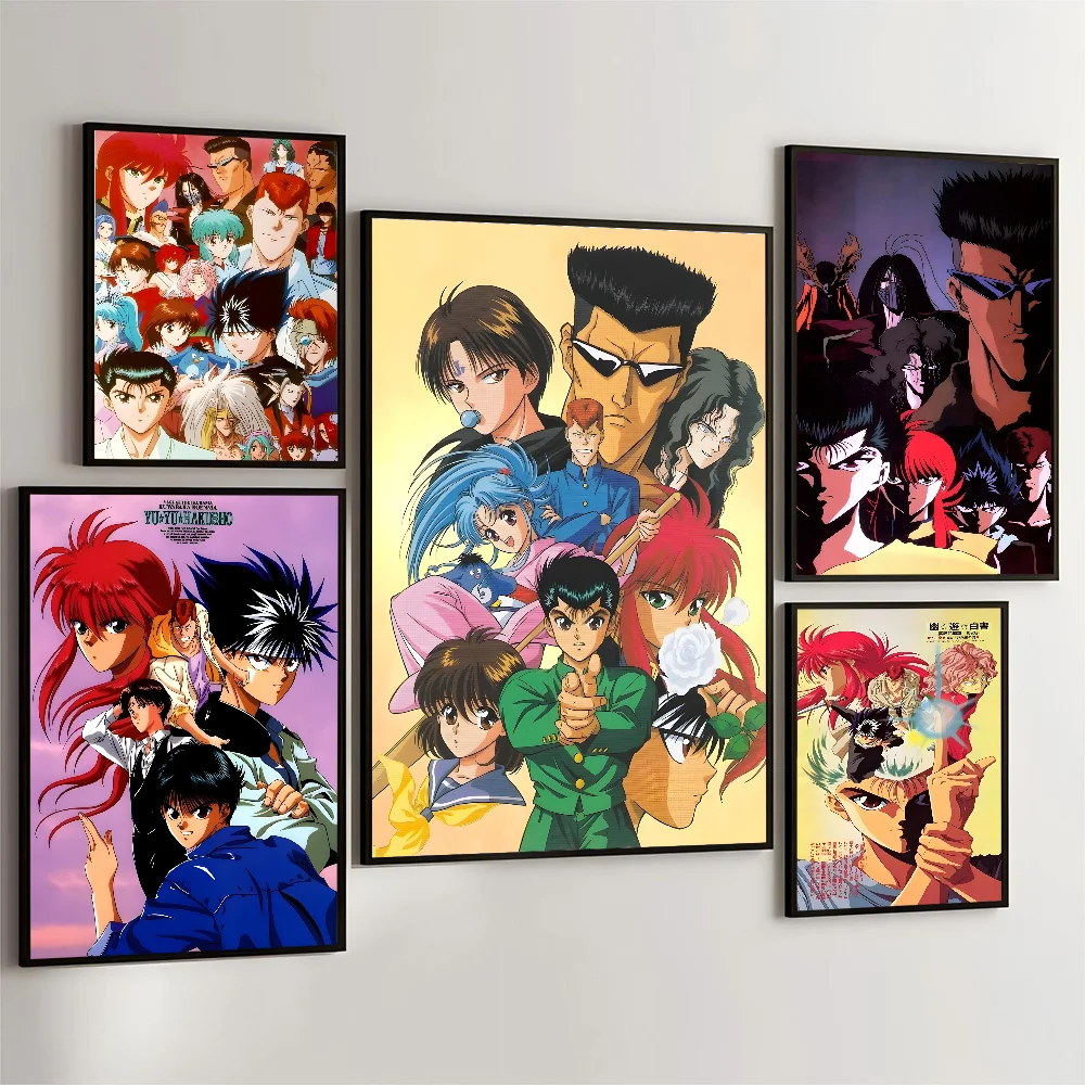 ملصقات لاصقة لفيلم أنيمي يويو هاكوشو ، ملصق من ورق الكرافت العتيق ، بار ومقهى لغرفة تصنعه بنفسك ، لوحة جمالية فنية ، 1 * *