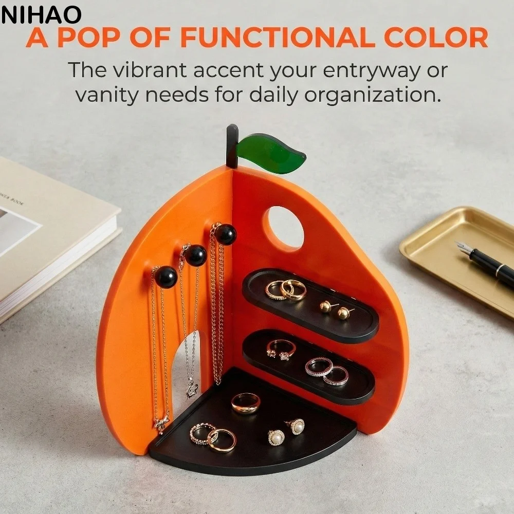 

Space Saving Orange Jewelry Storage Rack Key Holder Stable Desktop Decoration Detachable Ornaments Multi-layer Display Stand