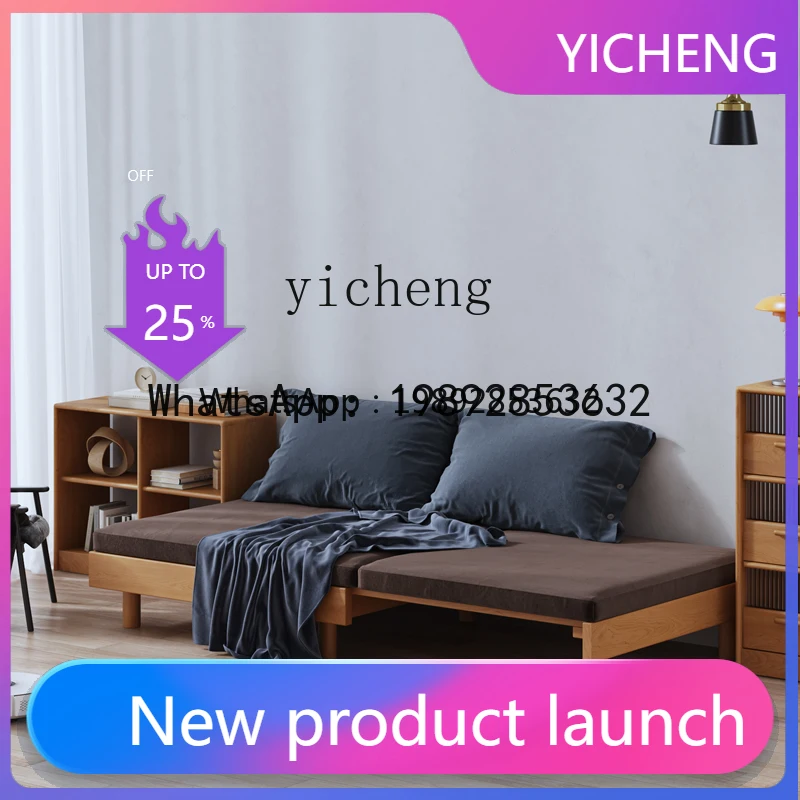 

all solid wood sofa bed modern simple pull-out folding tatami single folding bed