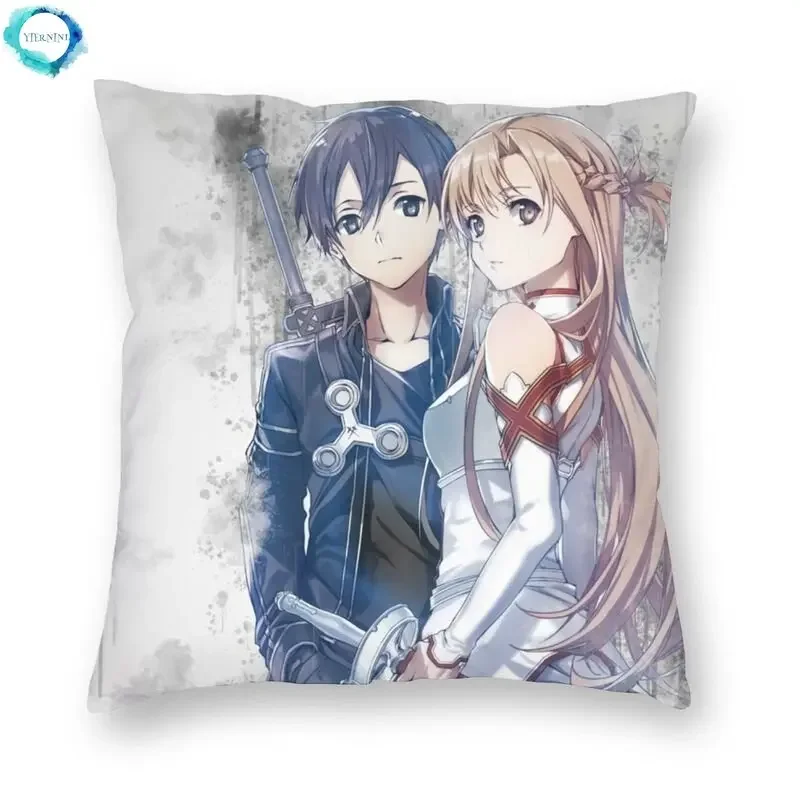 

Sword Art Online Cushion Cover Double Side 3D Print Kirito And Asuna Throw Pillow Case for Sofa Fashion Pillowcase Home Decor