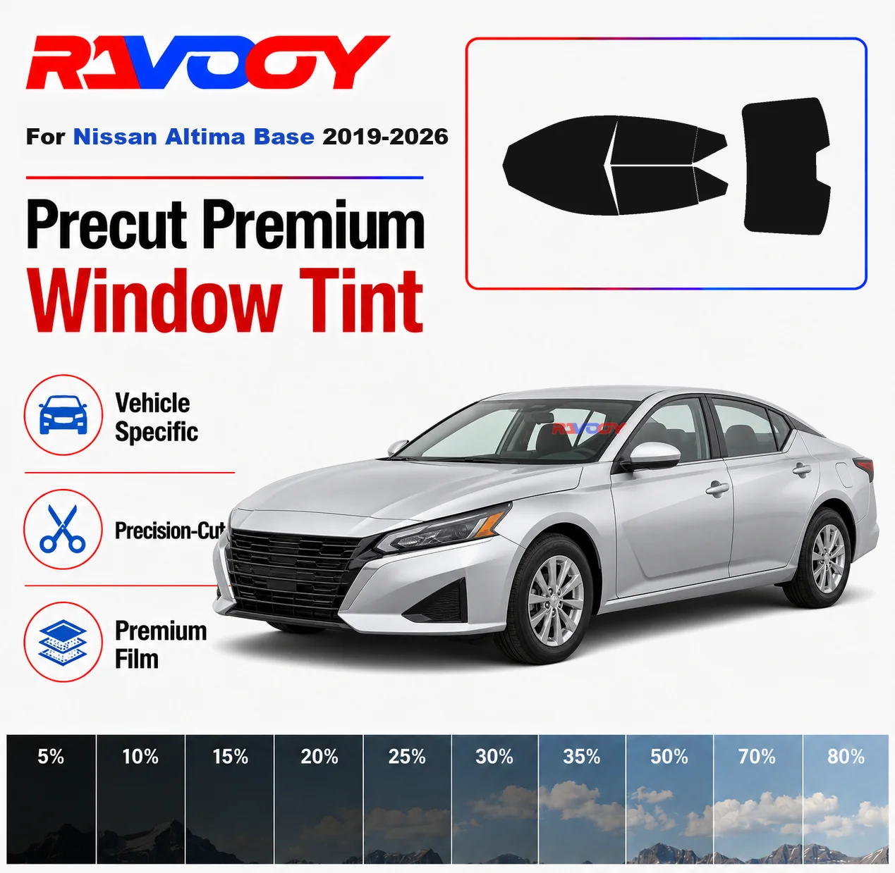 

Premium Precut Window Tint Kit Front Rear Windows Rear Windshield For Nissan Altima Base 2019-2026 Car Solar Nano Ceramic Film