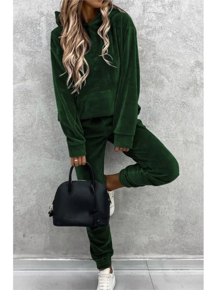 Conjunto informal con capucha para mujer, Tops con capucha de manga larga y pantalones de cintura alta, conjuntos de 2 piezas, ropa deportiva para mujer, novedad