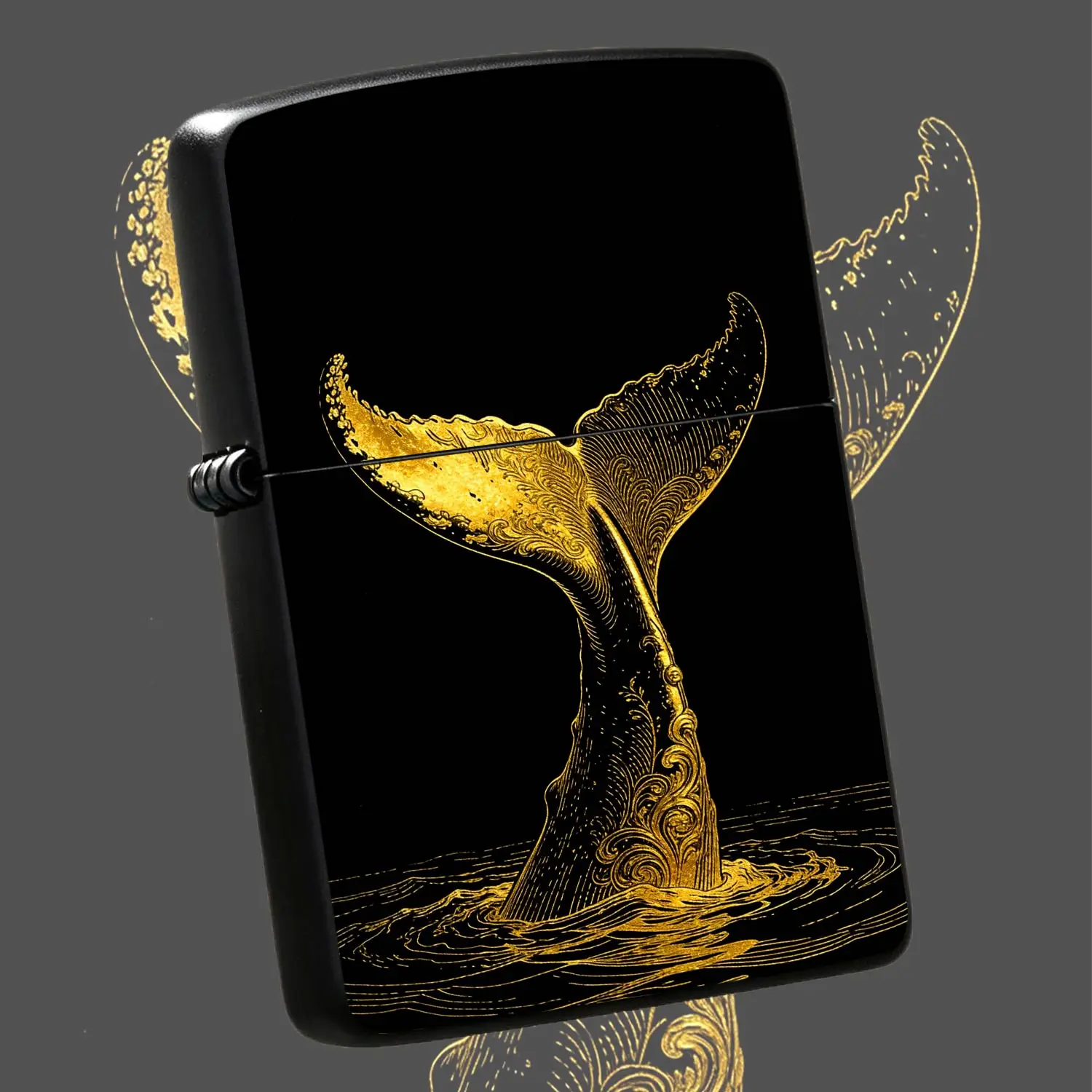 Golden Whale Tail Art Lighter, Exquisite Retro Luxurious Creative Gift, Full Scenario Adaptation, Portable Practical Item for Daily Use, Ideal Present for Friends and Collectors, Stylish Desktop Decor A Humorous And Interesting Lighter