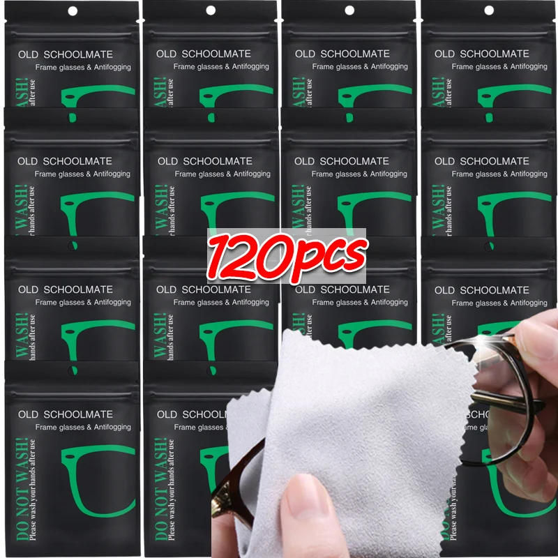 120pcs Anti-fog Suede Glasses Cloth Reusable Microfiber Anti-fog Glasses Cloth Glasses Lens Anti-fog Mobile Phone Cleaning Wipes