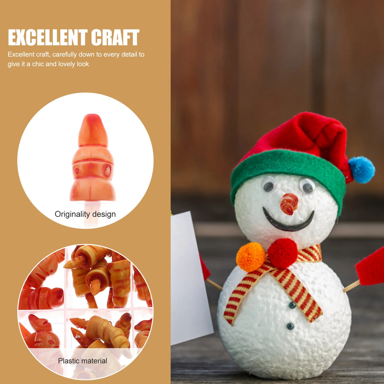 Box Plastic Snowman Nose DIY Handmade Snowman Making Material Christmas Decoration Xmas Winter Craft Supplies Handmade DIY Nose