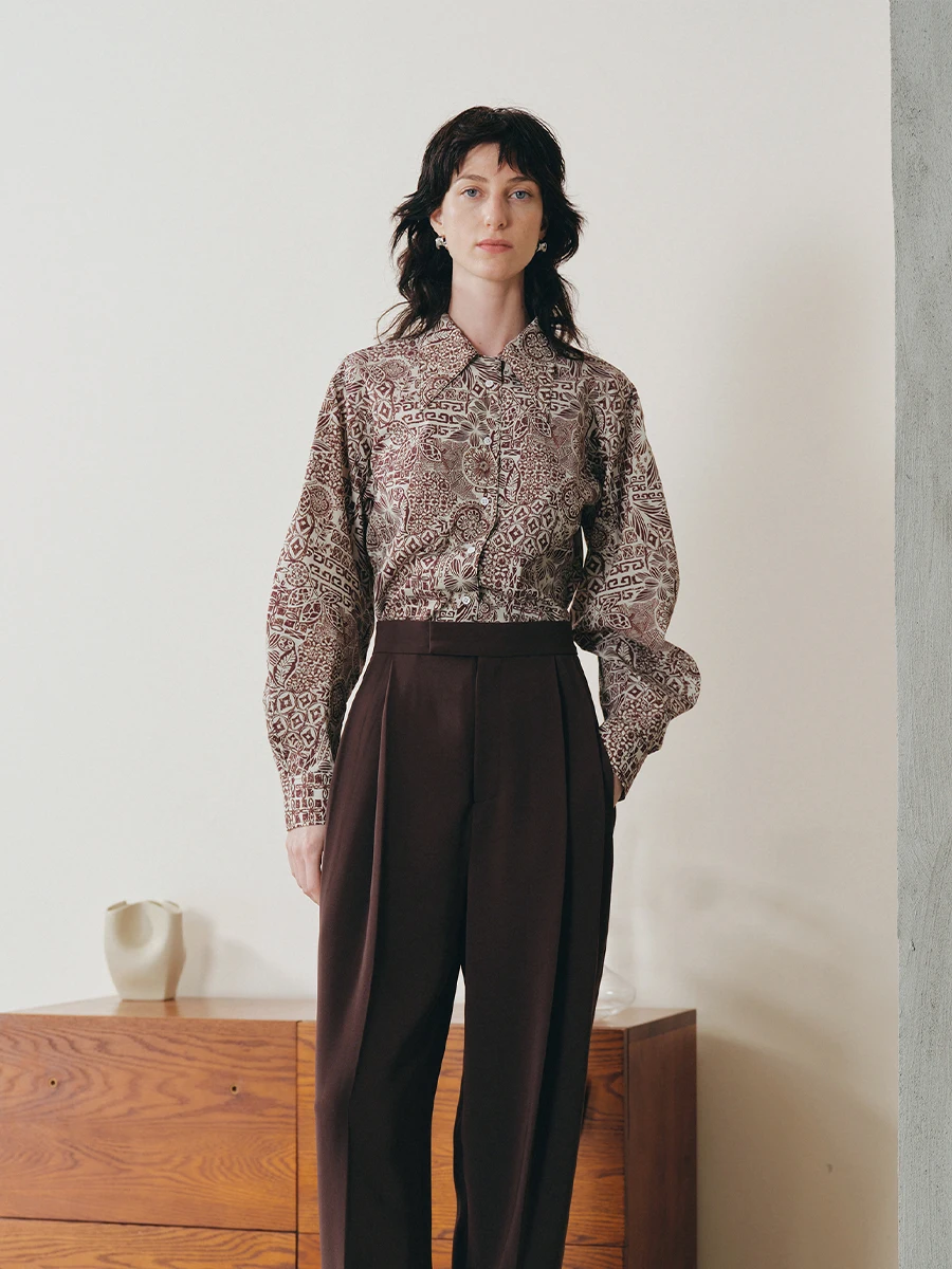 

Женская блузка Ele Vintage Print Banana Sve с длинными рукавами, оригинальный дизайн, хлопковая смесь, удобная посадка, модная.