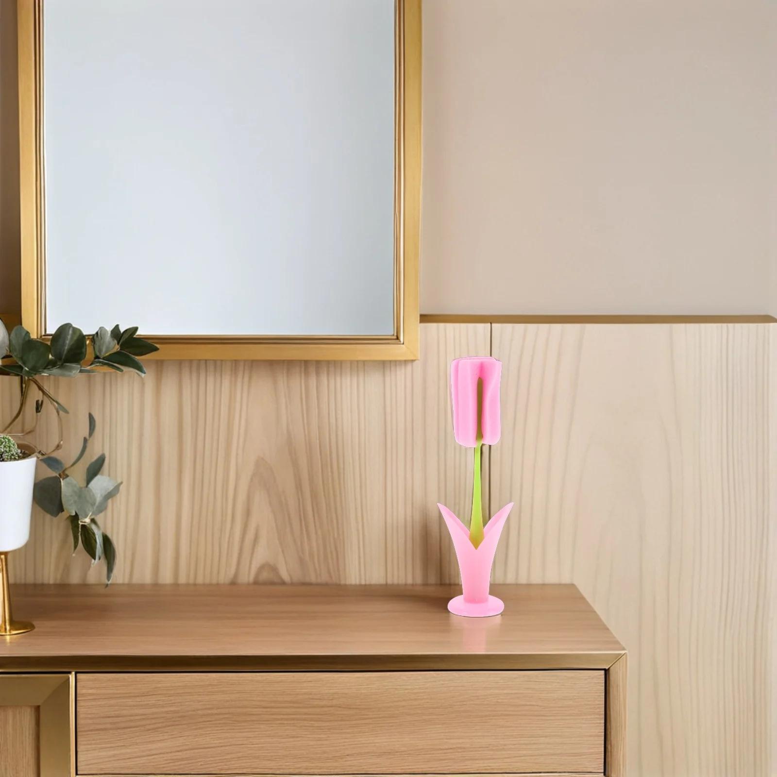 

4 Pcs Water Bottles Cleaning Brush Flower Scrubber Sponge Vase Glass Cleaner Pink Long Handle Shaped Brushes Baby