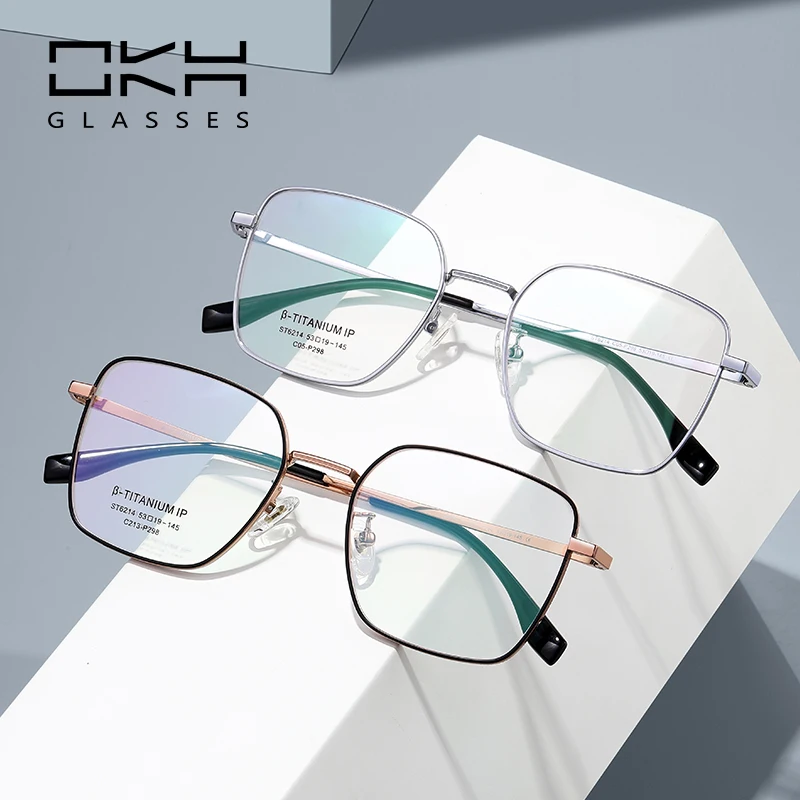 

OKH Ultralight Titanium Nearsighted Prescription Glasses Men Diopter Astigmatism Anti-Reflective Reading Glasses Women W46