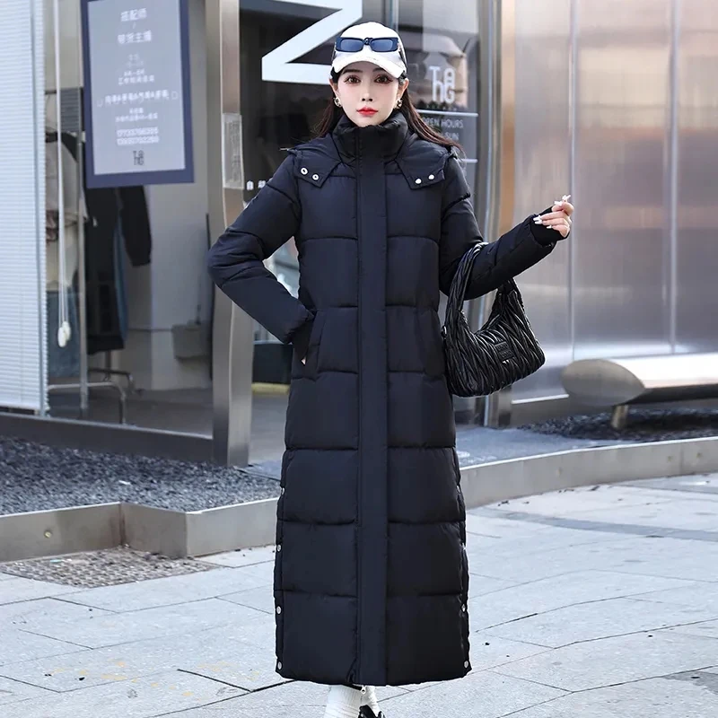 Imagem -05 - Cabolsa de Algodão Longo com Capuz para Mulheres Puffer Parkas Acolchoado Cabolsa Quente Grosso Sobretudo Feminino Novo Inverno 2023