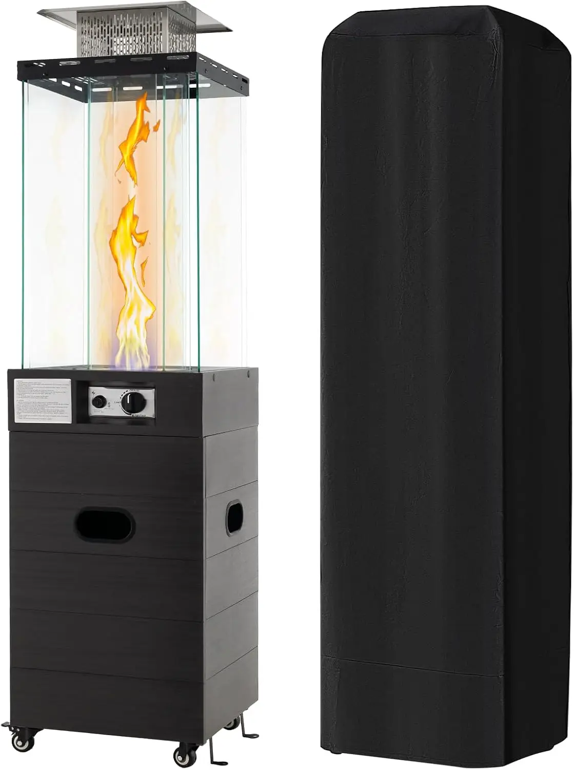 

40,000 BTU Propane Patio Heater with Tempered Glass Tube, Stainless Steel Burner, Wheels and Cover, CSA Certificated for Outdoor