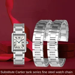 For Cartier TANK London CALIBRE watch strap 16m 17mm 20mm 22mm 23mm Light matte watchband Stainless steel key men women bracelet