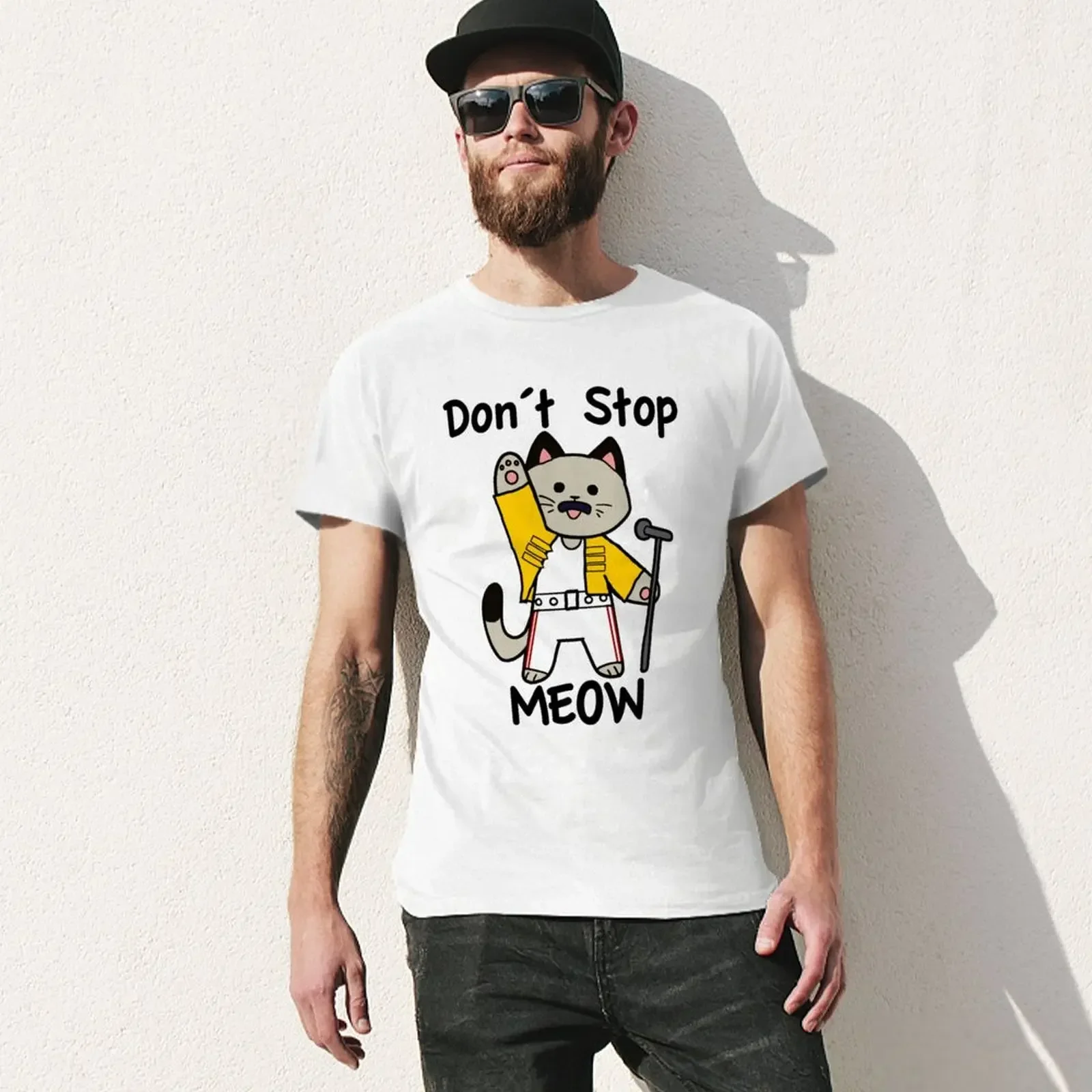 Don?t Stop Meow Fitted Scoop T-Shirt cute tops Short sleeve tee summer clothes mens graphic t-shirts hip hop