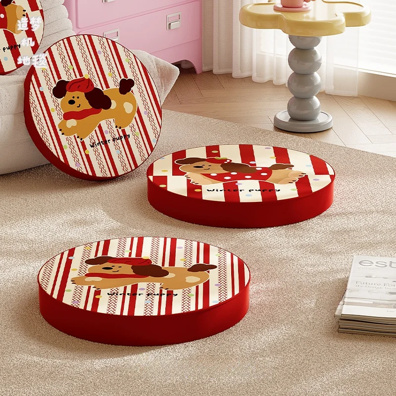 

Red Dog Cartoon Zen Meditation round Mat Tatami Floor Sitting Cushion Portable Non-Slip Home Decorative Fabric Pad Circle