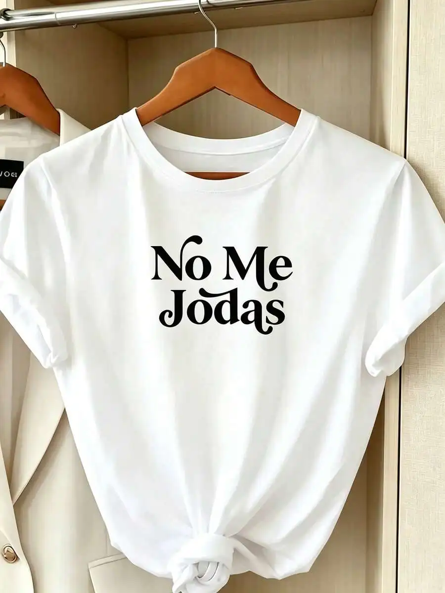 Women Trendy No Me Jodas Letter Graphic Crewneck Short Sleeve T Shirt Casual Style For Spring Summer Daily Wear Everyday Wear Casual Top