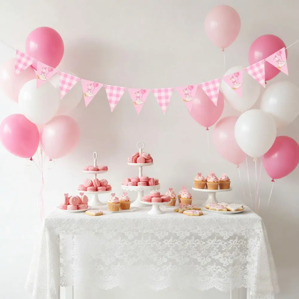 Pink Color One Silly Goose Party Triangle Banner Garland Style Theme Design Silly Goose Birthday Banner Birthday Banner