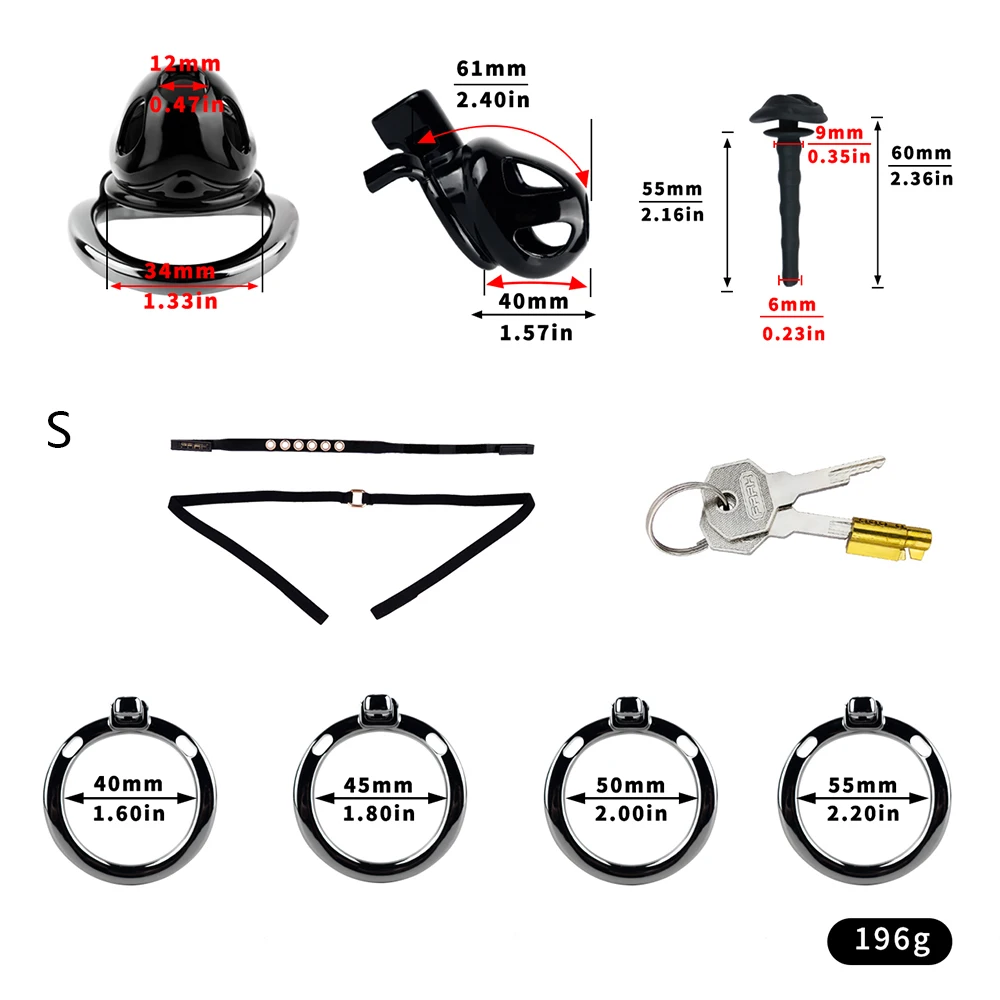 FRKO Black Resin Chastity Cage 4 Penis Lock Ring BDSM Sex Toy For Man Gay Chastity Urethra Sissy 정조대 요도 Erotic Supplies 18+ 4