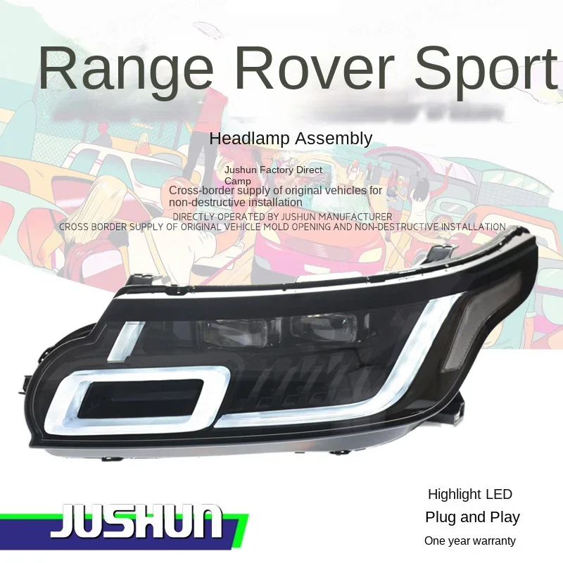 A pair Suitable for 14-17 Range Rover Sport modified and upgraded full LED headlight assembly daytime running light turn signal