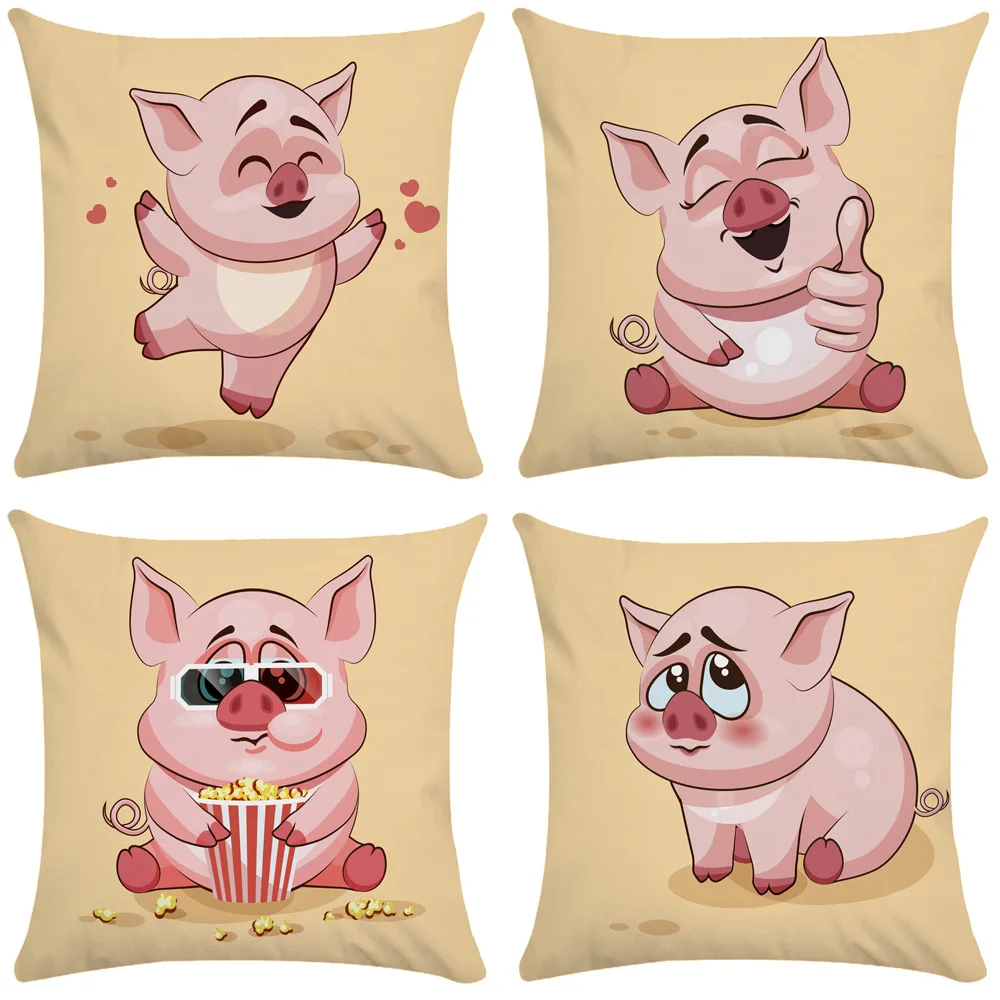 Cute Piggy Pillow Cover Funny Pig Pillowcases for Pillows Sofa Bed Living Room Pillow Case Interior for Home Decor Office Chairs