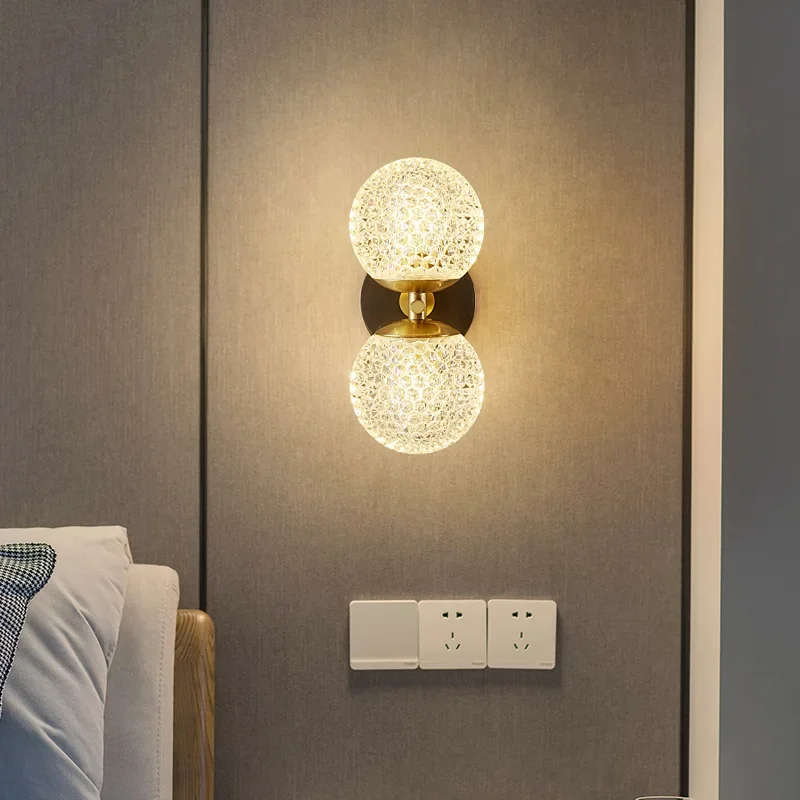 Nordic light luxury full copper wall lamp bedside lamp simple modern entrance decoration wall